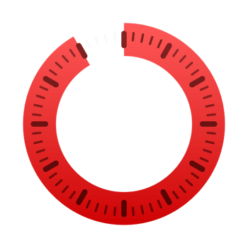 Red loading circle showing progress bar, timer or clock png