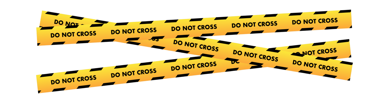 Yellow and black do not cross caution tapes crossing each other png