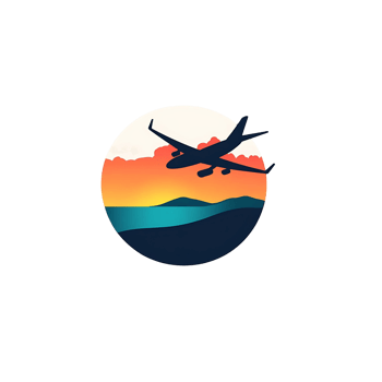 A plane is flying over a beautiful landscape with a sunset in the background png