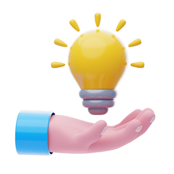 Creative Solution 3D Icon. hand holding lightbulb like expertise png