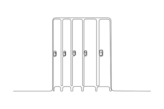 Hand-drawn school locker continuous line art drawing. vector