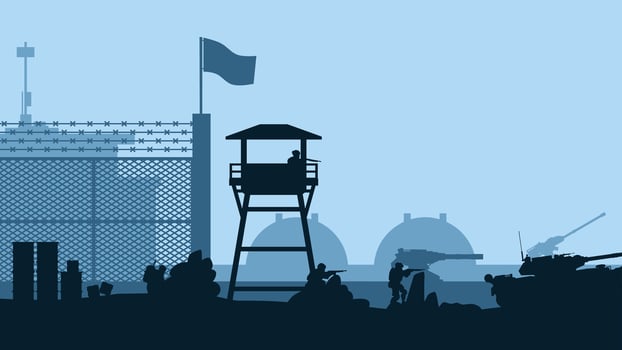 Landscape illustration of military base outpost vector