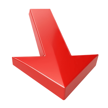 Red arrow business graph pointing down on transparent background png