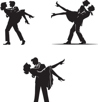 lovers couple silhouette vector