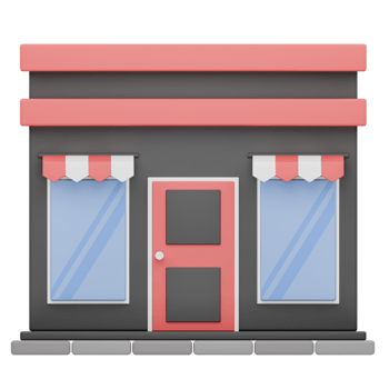 3D Render Front Black and Red Shop and Store Illustration png