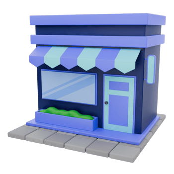 3D Render Front Minimalist Shop and Store with Plant Illustration png