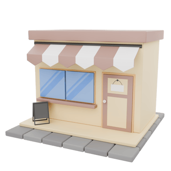3D Render Front Brown Shop and Store with Menu Board Illustration png