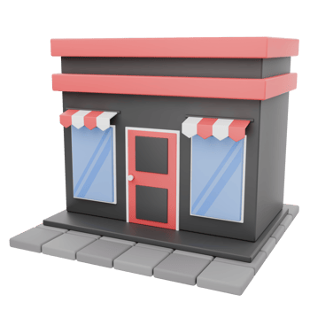 3D Render Front Black and Red Mini Shop and Store Illustration png