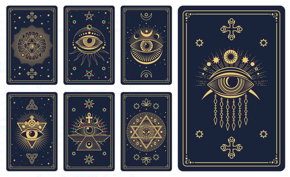 Magic occult tarot cards with mystical symbols vector