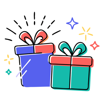Two colorful gift boxes with bows on them png