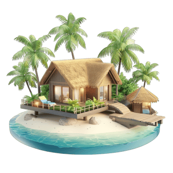 Beautiful house at beach transparent background png