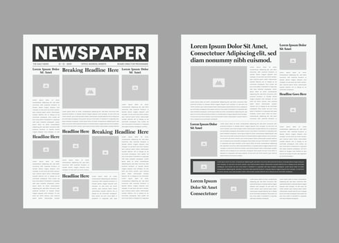 The Daily Newspaper magazine with text and picture placeholder layout template vector