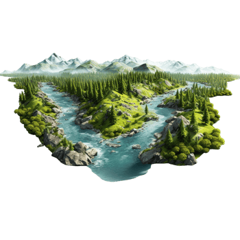 Floating Island with Lush Forests png