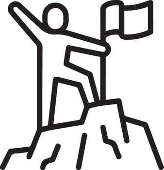 A man on top of a mountain holding a flag vector