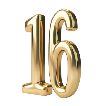 Foil helium balloon number 16 no background png