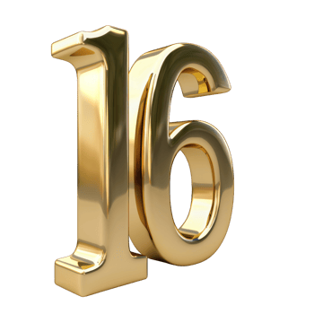 Foil helium balloon number 16 no background png