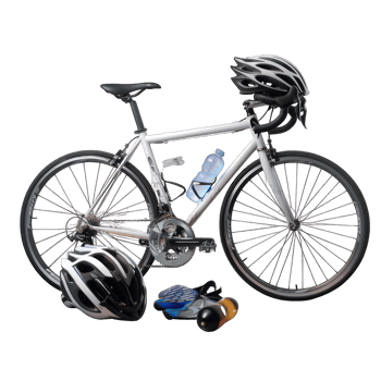 Bicycle with cyclist accessories transparent background png