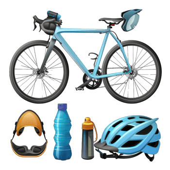 Bicycle with cyclist accessories transparent background png