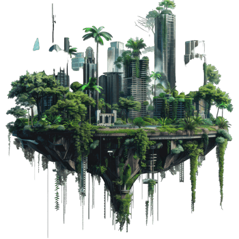 old city covered with vines transparent background png