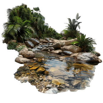 a stream flowing through stones transparent background png