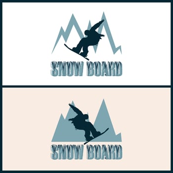 Snowboarding mountain ski silhouette logo design template vector