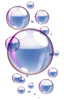 Realistic colorful soap bubbles in transparent background png