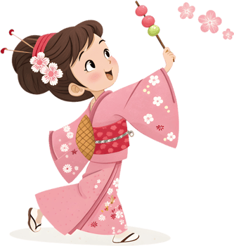 Cartoon Friends Celebrate Cherry Blossom Festival with Springtime Fun. . png