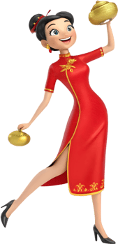 Charming Clipart of Cartoon Girls at Chinese New Year Festival. . png