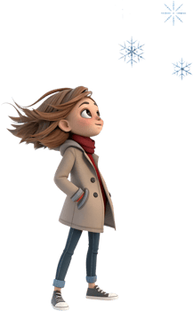 Adorable Cartoon Girls Capturing Festive Winter Joy for Christmas. . png