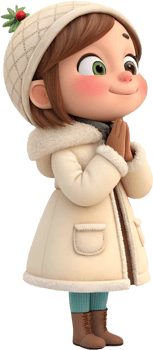 Radiant Cartoon Girls Celebrating the Magic of Christmas Festivities. . png