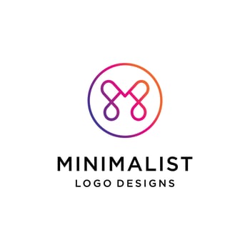 Minimalist abstract letter M colorful, App Technology Logo Design Inspiration vector