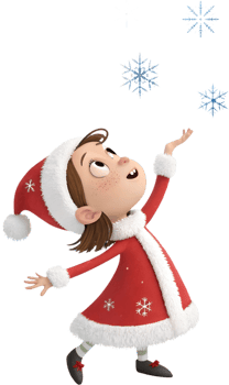 Festive Cartoon Santa Girl Radiates Cheer in Christmas Clipart. . png