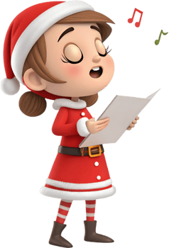 Lovely Cartoon Girl in Santa Outfit for Holiday Decorations. . png