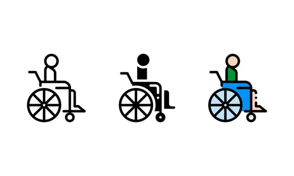 wheelchair icon. with outline, glyph, and filled outline style. healthcare concept vector