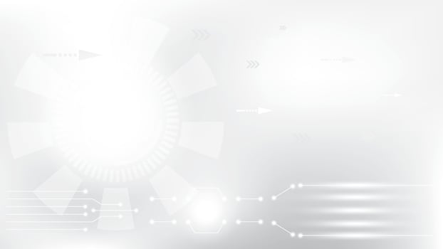 Abstract white and gray geometric technology background with gear, modern line, futuristic light. , illustration. vector