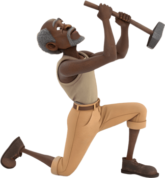 Proud Male Worker Posing with Labor Day Spirit Clipart. . png