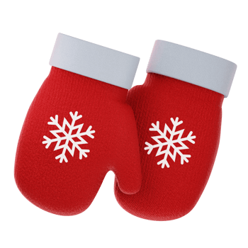 Red mittens with snowflakes on them png