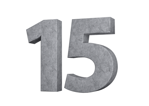 3d Concrete Number fifteen 15 Digit Made Of Grey Concrete Stone 3d Illustration png