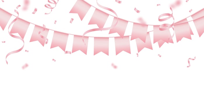 Pink party flag background for celebration illustration vector