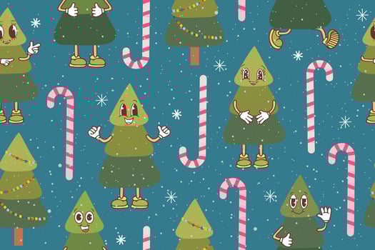 Fashionable seamless Christmas pattern with festive elements vector