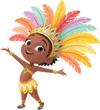 Adorable Baby Samba Queens Celebrating Rio Carnival Clipart. . png