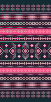 Chevron Pink and Black Embroidery Handcraft Ethnic Motif Pattern Seamless Design For Fashion, Fabric, Decoration Carpet, Rug, Weaves, Bandana, Batik, Batak, Kebaya, Border Traditional Origin Folk Arts vector