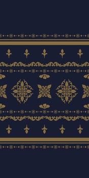 Luxury Black Fleur de lis ornament with Gold Embroidery on Black Background. Seamless Pattern. Design for Elegant Rich Textile. Silk weaves, Patola Saree, Indonesian Batik, damask, carpet, rug. vector