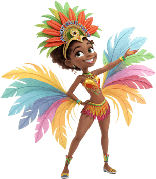 Vibrant Samba Queens Celebrating Rio Carnival Parade Clipart. . png