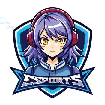 a girl with headphones on her head in the logo for esports vector
