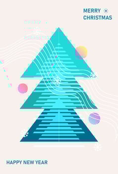 Christmas, New Year card in gradient colors illustration concepts for background, greeting card, party invitation card, banner, social media. Christmas tree vector