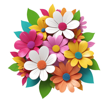 colorful flowers on a transparent background png