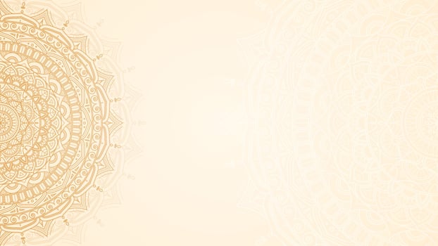Simple Clean Detailed Decorative Mandala Artwork in Gold with Subtle Beige Tones Horizontal Background vector