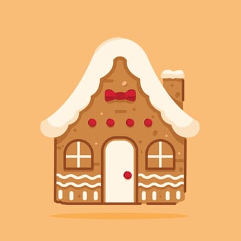 gingerbread house christmas illustration, christmas day icon for flat style greeting, suitable for poster and web icon vector
