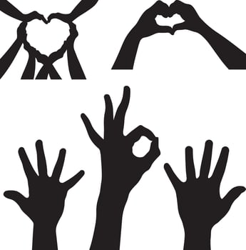 Raised Hands people Vectors Silhouette File, Volunteers Hands Up